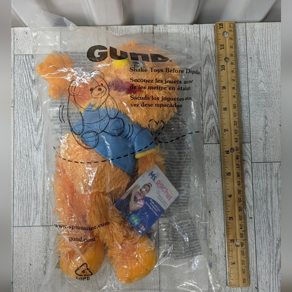 Ms Rachel Gund Orange and Blue Stuffed Bear